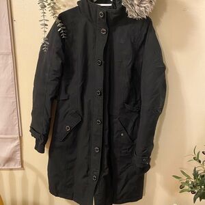 Northface Black Fur-Trimmed Hooded Winter Coat